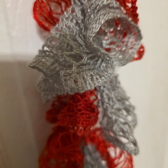 SALE! The Ohio State University Crocheted Scarlet and Gray Infinity scarf EUC - Picture 2 of 2